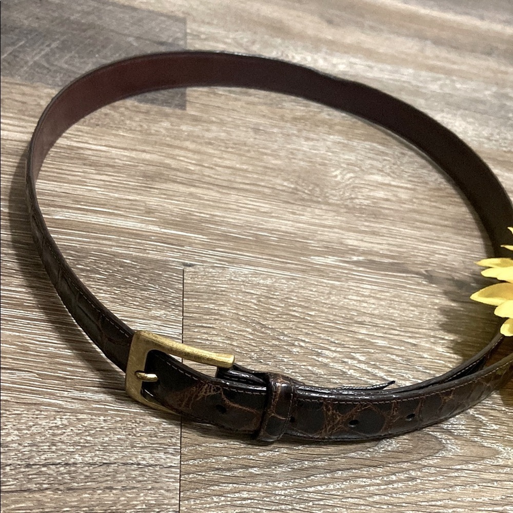 Brighton Brown and Gold Leather Belt Classic Accessory